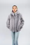 Giacca in visone con cappuccio e zip