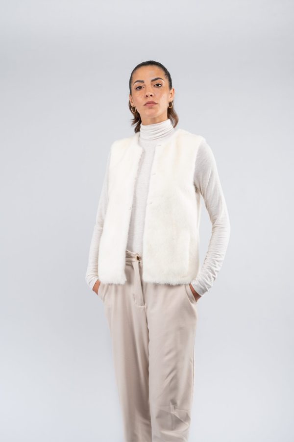 Gilet in visone bianco - immagine 2