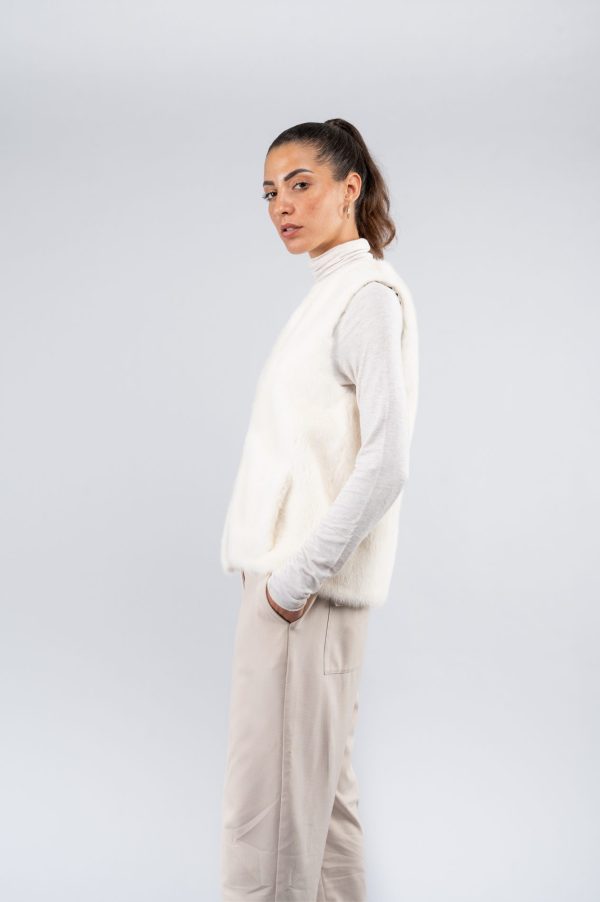 Gilet in visone bianco - immagine 1