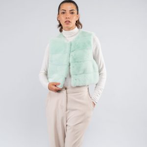 Gilet in visone verde