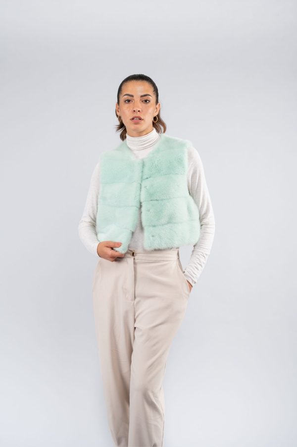 Gilet in visone verde - immagine 1