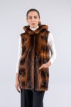 Gilet in visone con cappuccio