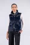 Gilet in visone con collo alla coreana