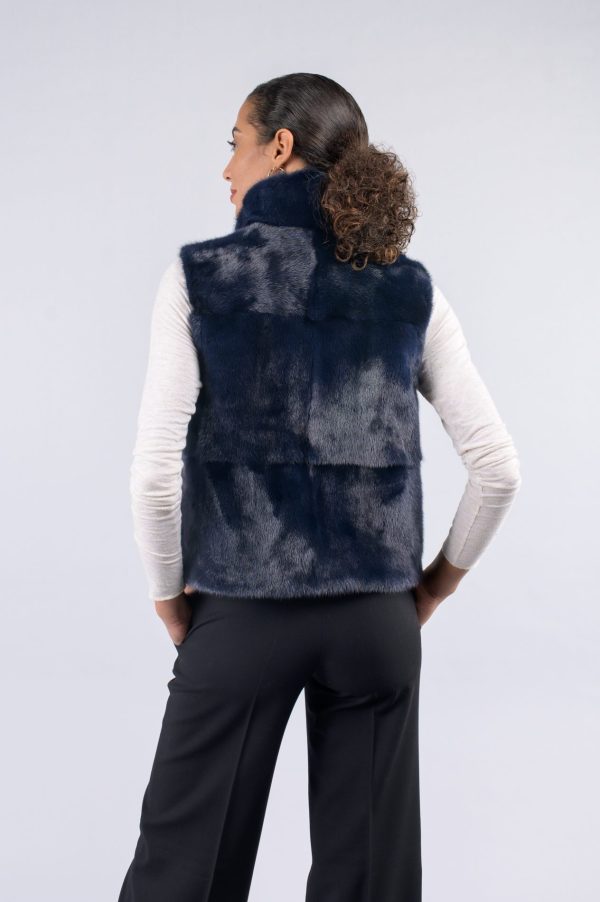 Gilet in visone con collo alla coreana - immagine 3