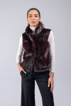 Gilet corto in visone con collo alla coreana