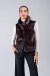 Gilet corto in visone con collo alla coreana