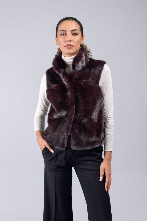 Gilet corto in visione con collo alla coreana - immagine 1