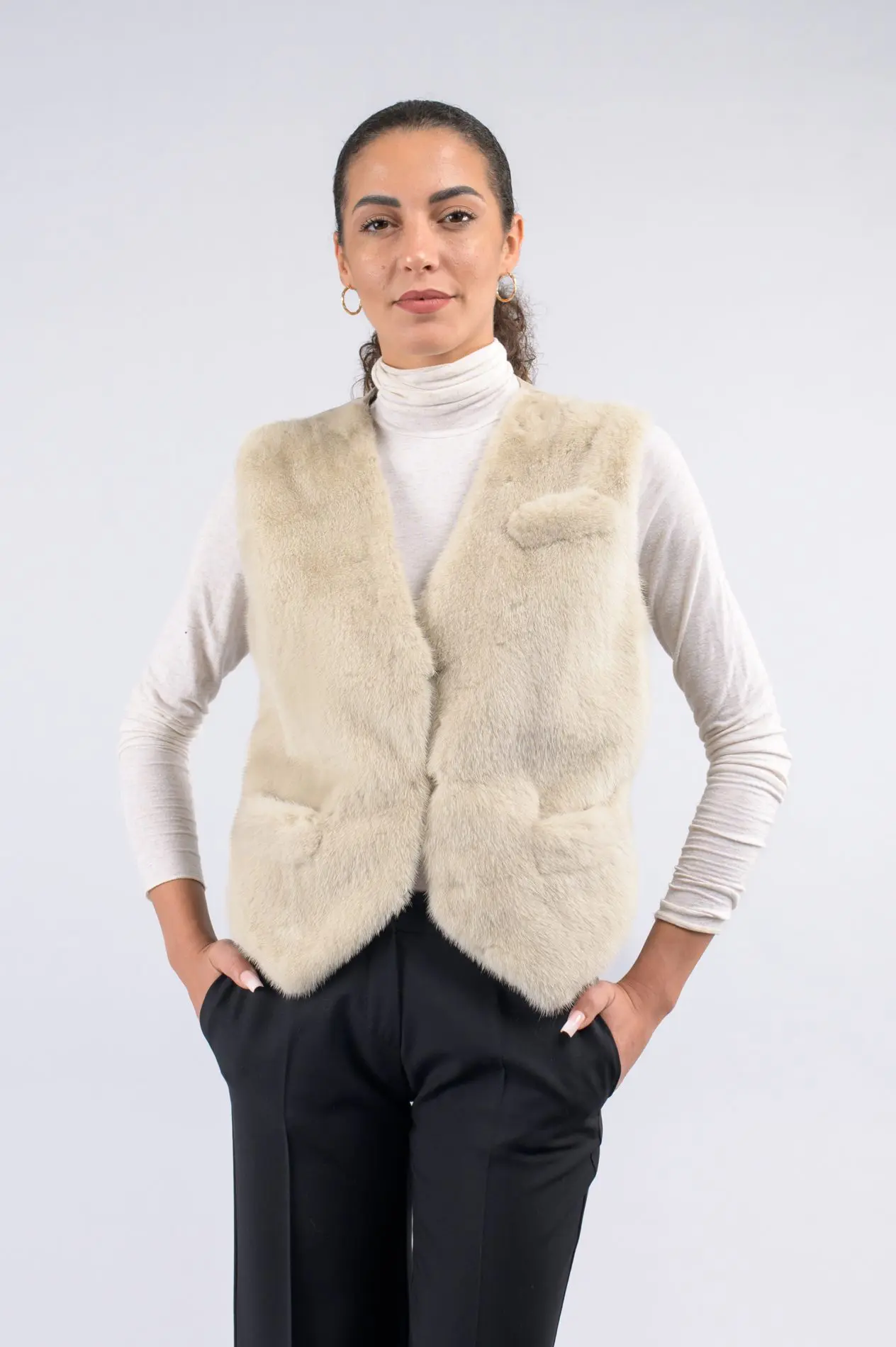 Gilet da uomo visone e tessuto - immagine 1