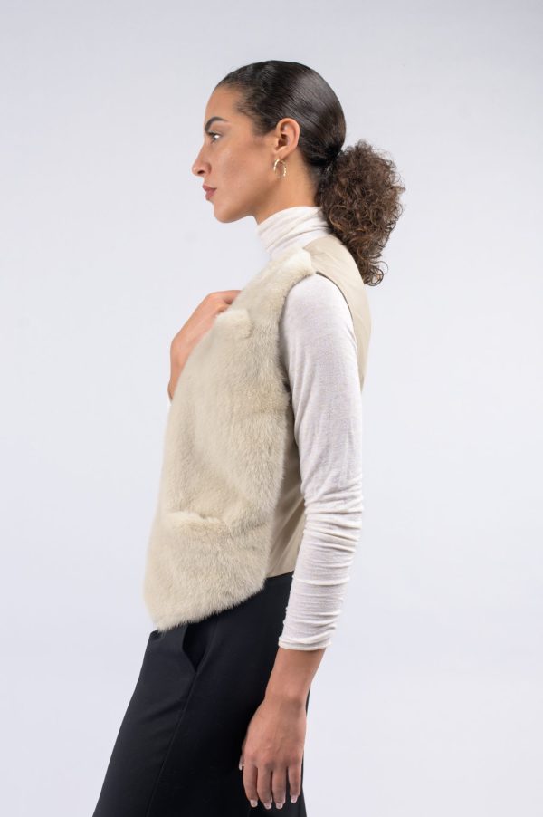Gilet da uomo visone e tessuto - immagine 2