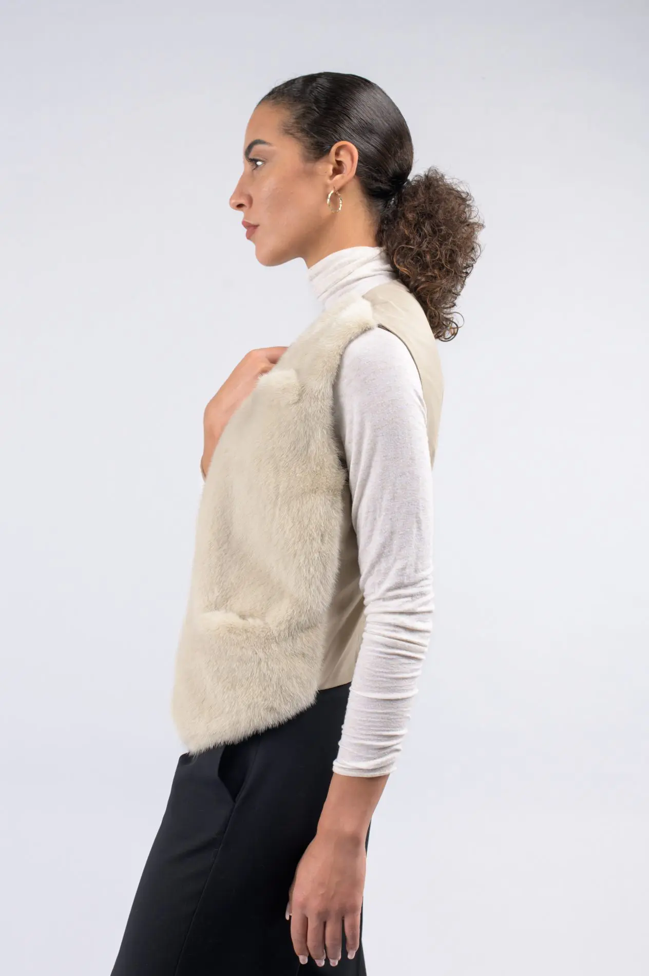 Gilet da uomo visone e tessuto - immagine 2