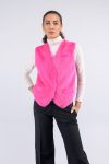 Gilet da uomo in visone e tessuto fucsia