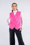 Gilet da uomo in visone e tessuto fucsia