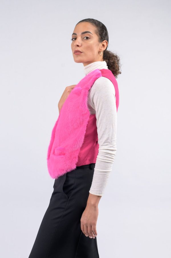 Gilet da uomo in visione e tessuto fucsia - immagine 3