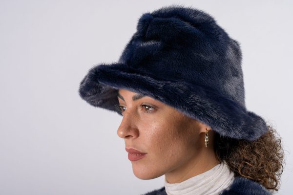 Cappello in visone - blu - immagine 4