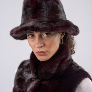 Cappello in visone - bordeaux