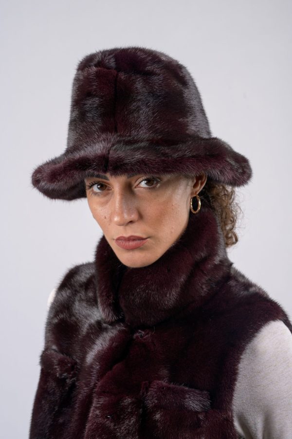 Cappello in visone - bordeaux - immagine 1