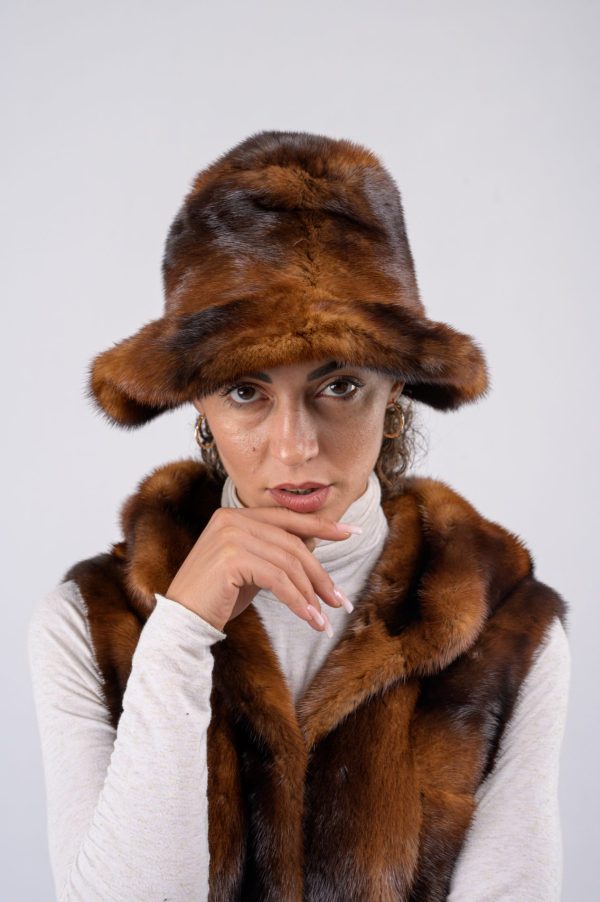 Cappello in visone - marrone - immagine 1