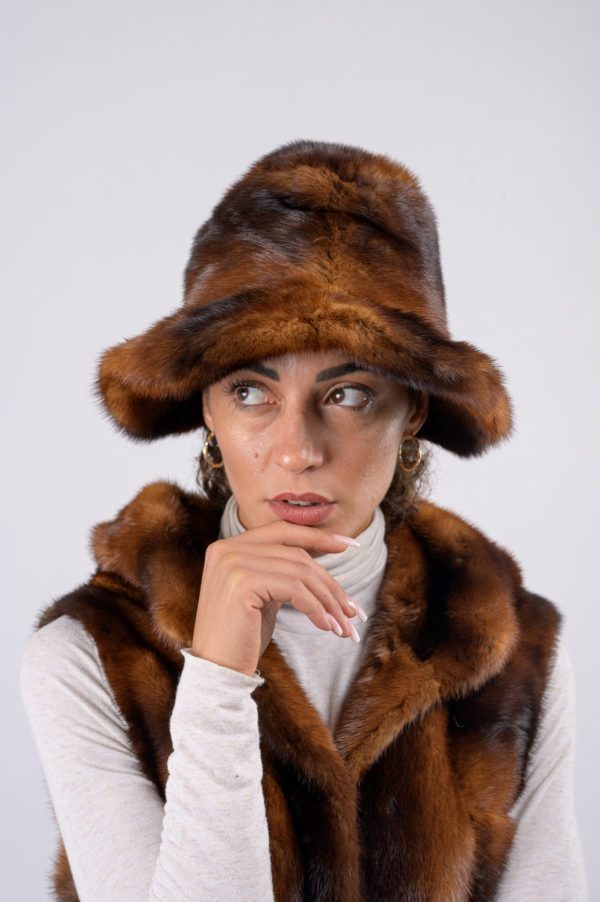 Cappello in visone - marrone - immagine 2