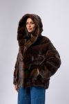 Giacca in visone con cappuccio