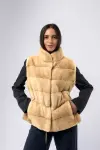 Gilet corto in visone con collo alla coreana
