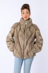 Giacca in visone Silver Blue con Zip