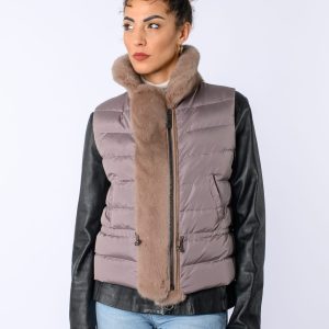 Gilet in tessuto con profilo in Visone