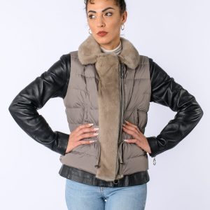Gilet in tessuto con profilo in Visone