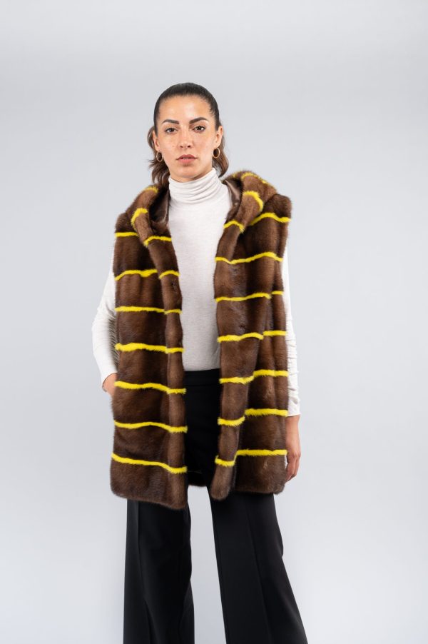 Gilet in visone maschio con cappuccio - immagine 2