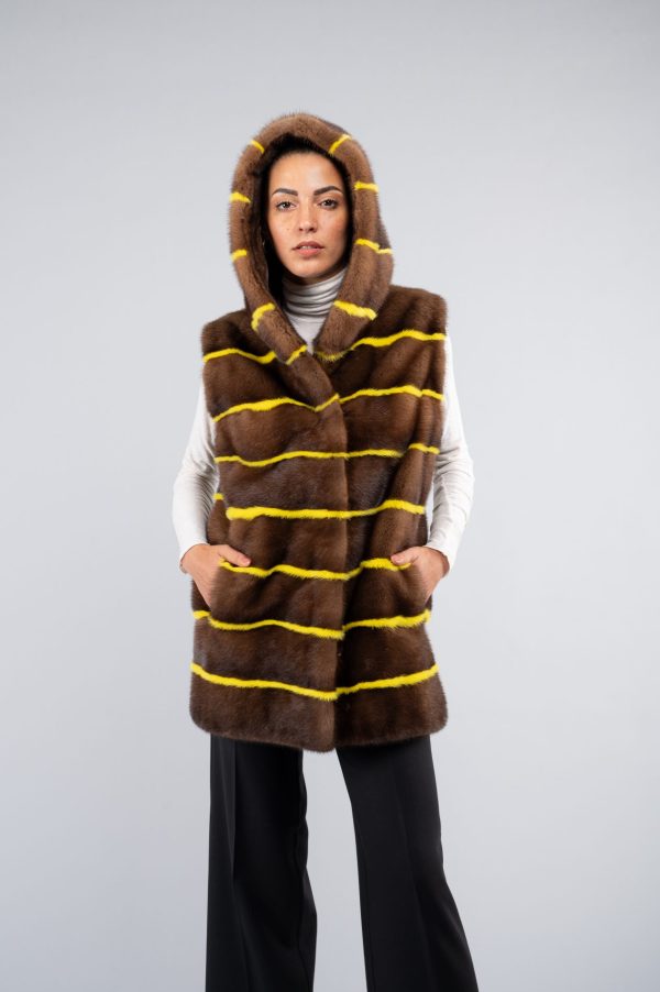 Gilet in visone maschio con cappuccio - immagine 1