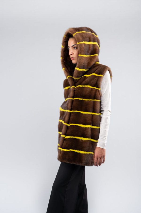 Gilet in visone maschio con cappuccio - immagine 4