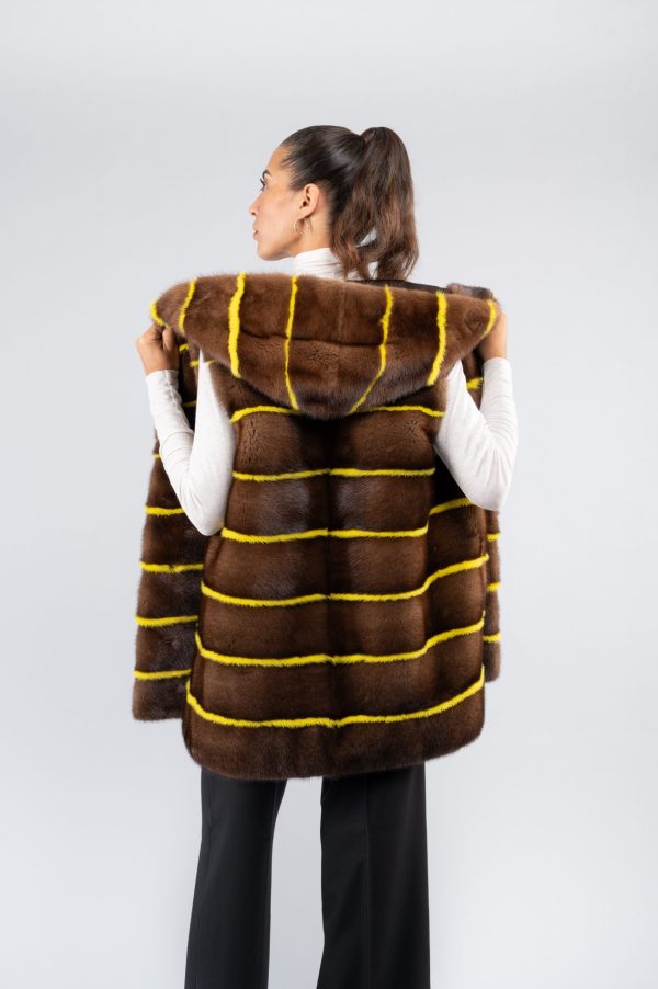 Gilet in visone maschio con cappuccio - immagine 3