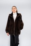 Giacca in visone con cappuccio
