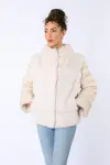 Giacca in visone perla con maniche staccabili